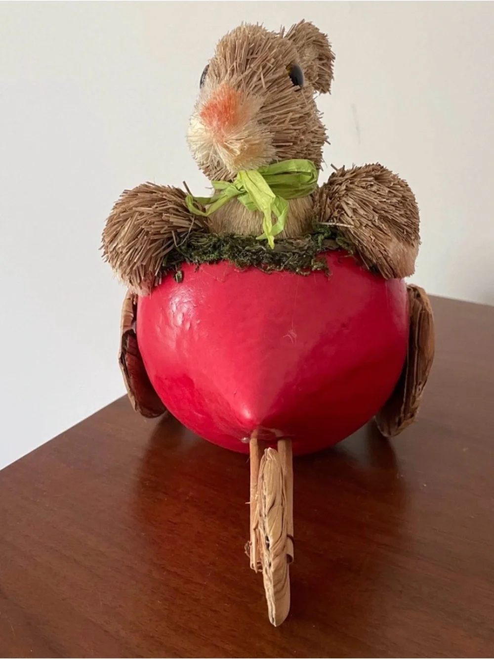 Pier 1 Sisal Rabbit Easter Bunny Riding Turnip